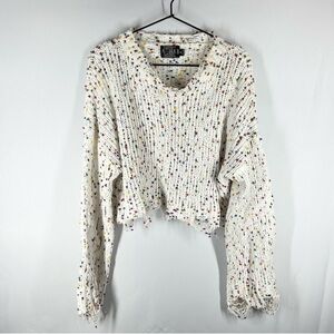 Rehab Multicolor Speckled Cropped Crew Neck Sweater